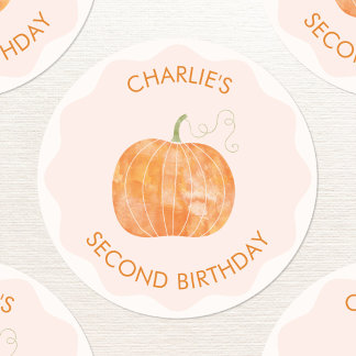 Pumpkin Autumn Personlig 2:a födelsedagen Runt Klistermärke