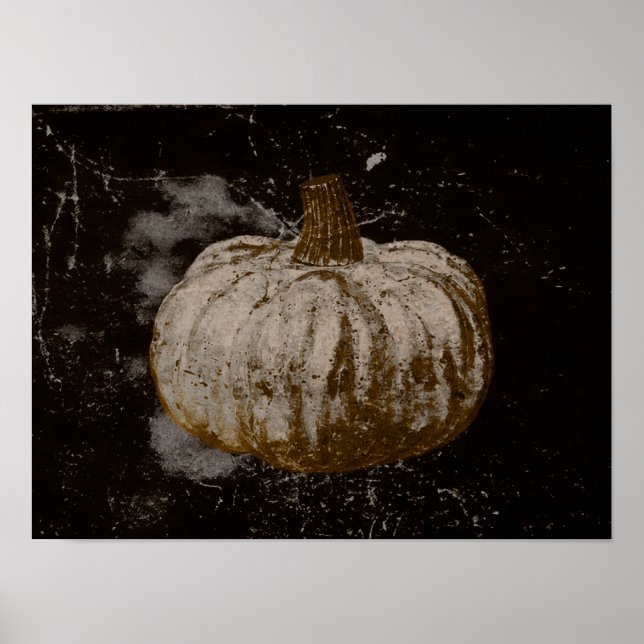 Pumpkin Autumn Vintage White Sepia Black Struktur Poster (Framsidan)