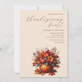 Pumpkin av thanksgiving-Elegant med Höst löv Inbjudningar