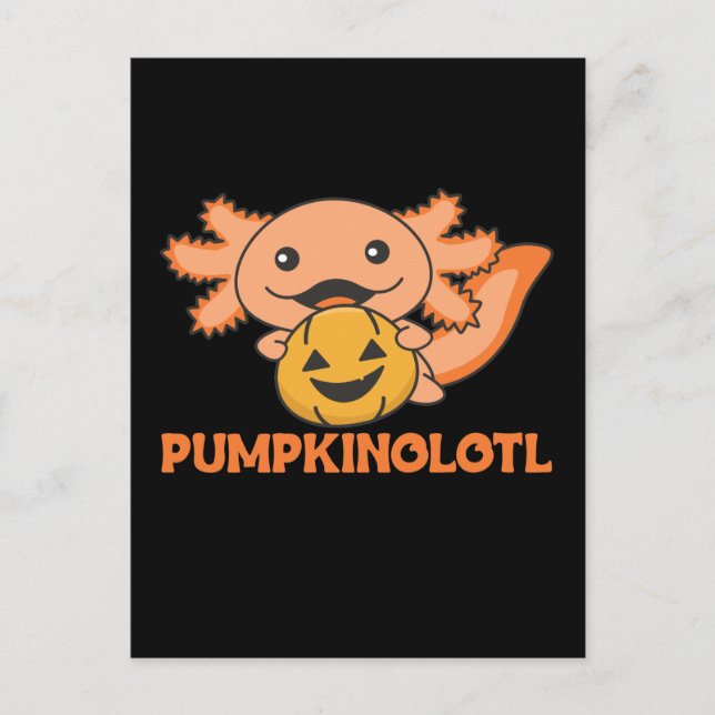 Pumpkin Axolotl Älskare Cute Animals för Halloween Helg Vykort (Framsida)