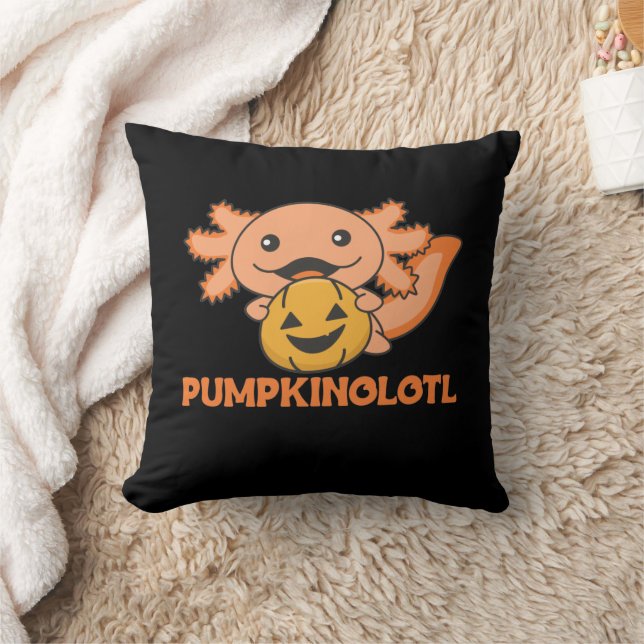 Pumpkin Axolotl Älskare Cute Animals för Halloween Kudde (Filt)