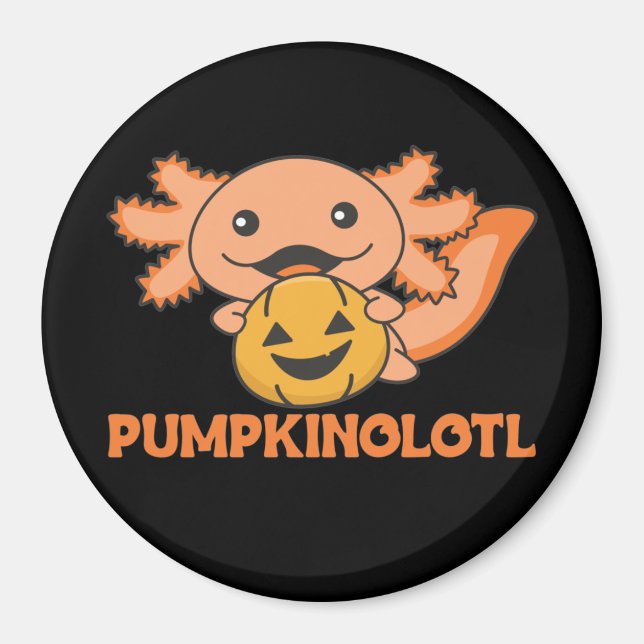 Pumpkin Axolotl Älskare Cute Animals för Halloween Magnet (Framsidan)