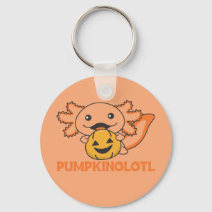 Pumpkin Axolotl Älskare Cute Animals för Halloween Nyckelring