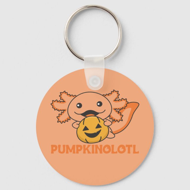 Pumpkin Axolotl Älskare Cute Animals för Halloween Nyckelring (Framsida)