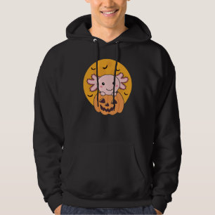 Pumpkin Axolotl Älskare sötdjur för Halloween Hoodie
