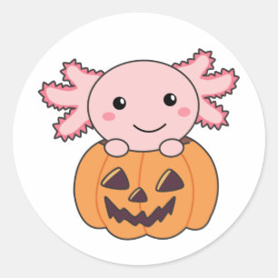 Pumpkin Axolotl Älskare sötdjur för Halloween Runt Klistermärke