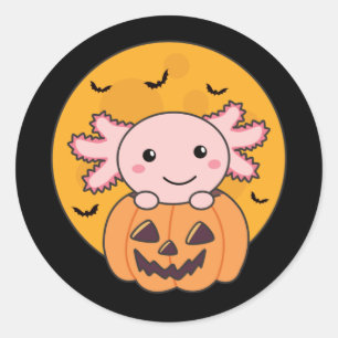 Pumpkin Axolotl Älskare sötdjur för Halloween Runt Klistermärke