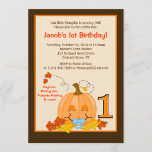 Pumpkin Baby 1st Birthday Halloween 5x7 Inbjudan