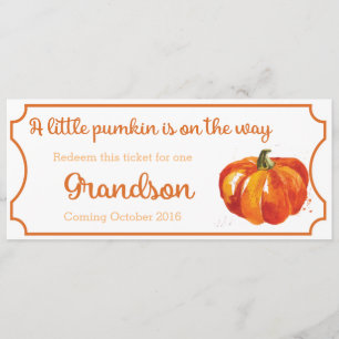 Pumpkin baby Announcement Biljett Grandson Meddelande