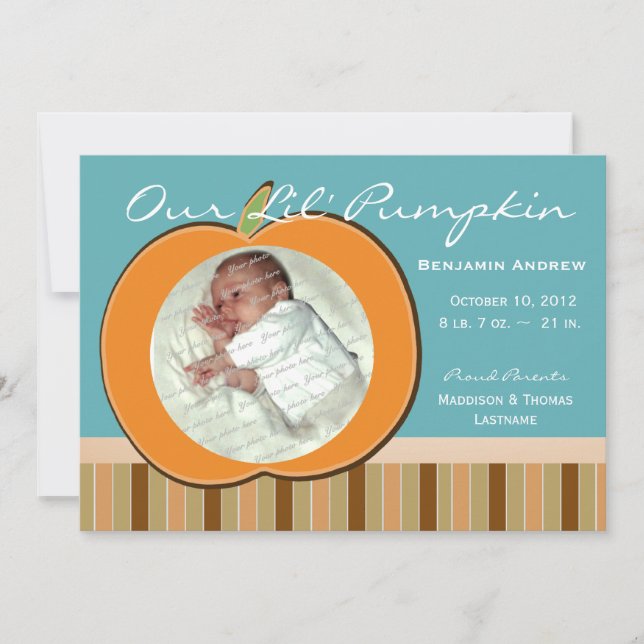 Pumpkin Baby Birth med Rand och Photo (Framsida)