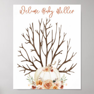 Pumpkin Baby duscha Fingerprint Guestbook Poster