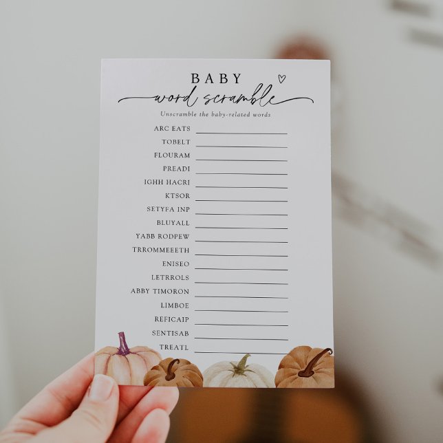 Pumpkin Baby Ord Scramble Game Inbjudningar (Skapare uppladdad)