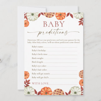 Pumpkin Baby Predictions Baby Shower Game Rådkort