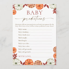 Pumpkin Baby Predictions Baby Shower Game Rådkort