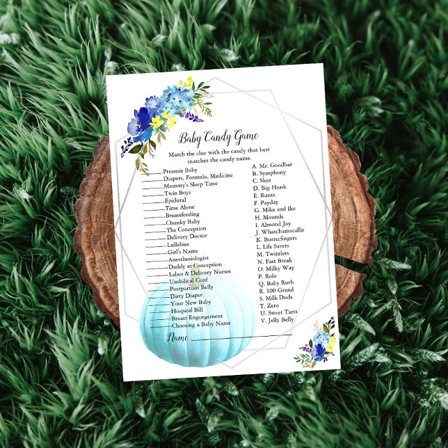 Pumpkin Baby Shower Baby Candy Game | Blå Inbjudningar (Skapare uppladdad)