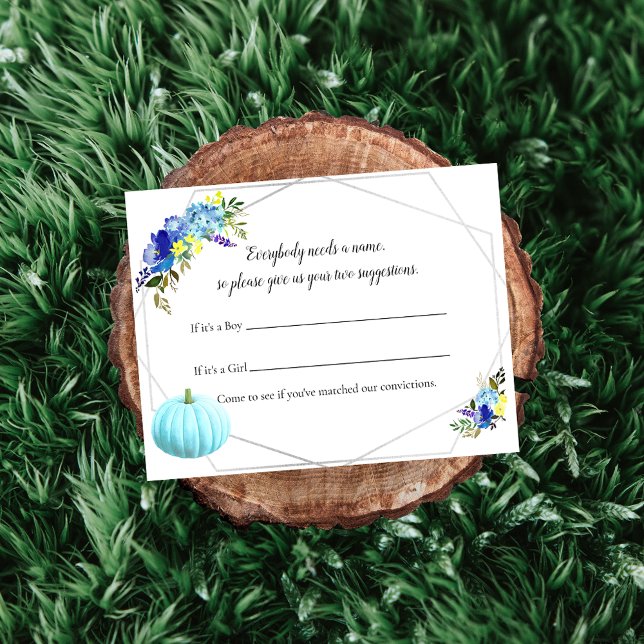 Pumpkin Baby Shower Baby Namn Game | Blå Inbjudningar (Skapare uppladdad)