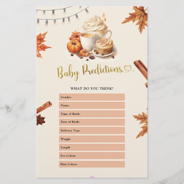 Pumpkin Baby Shower Baby Predictions Games (spel f (Framsida)