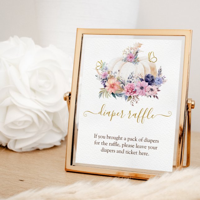 Pumpkin Baby Shower Blommigt Diaper Raffle Game Si Fototryck (Skapare uppladdad)