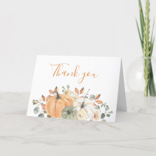 Pumpkin Baby Shower (Blommigt höst) - Tack för dit Kort