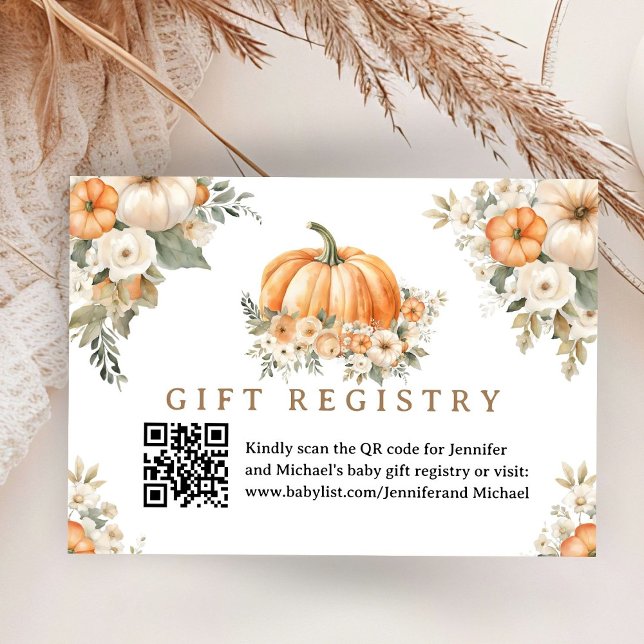 Pumpkin Baby Shower Boho Fall Gift-kort Tilläggskort (Skapare uppladdad)