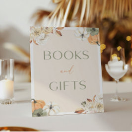 Pumpkin Baby Shower Bokar och Gifts-tecken Poster