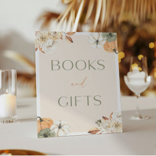 Pumpkin Baby Shower Bokar och Gifts-tecken Poster