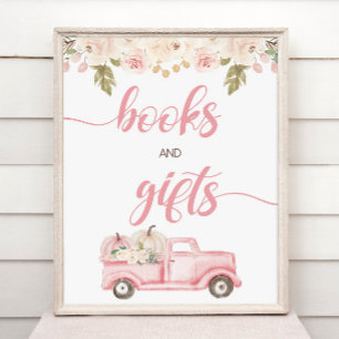 Pumpkin Baby Shower Bokar och Gifts-tecken Poster