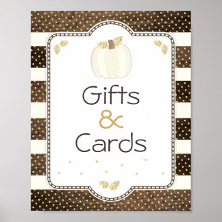 Pumpkin Baby Shower Bord Sign, Wood & Ivory Poster