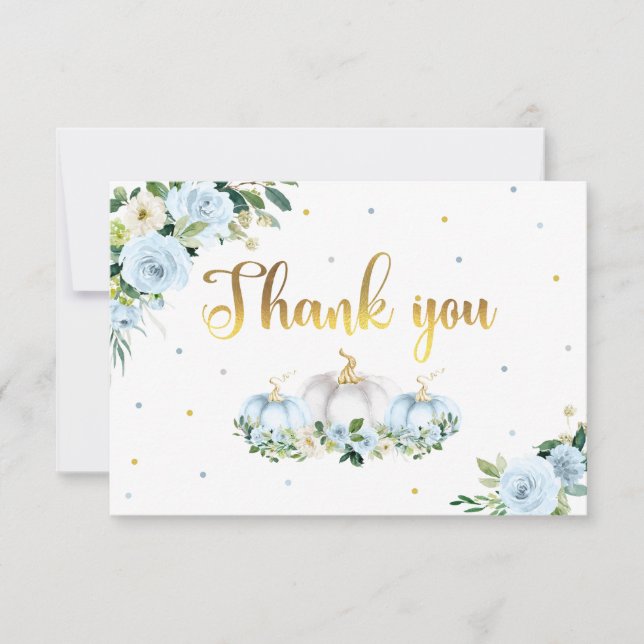 Pumpkin Baby Shower Boy Fall Blue Pumpkin Tack Kort (Framsida)