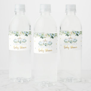 Pumpkin Baby Shower Boy Fall Blue Pumpkin Vattenflaskor Etikett