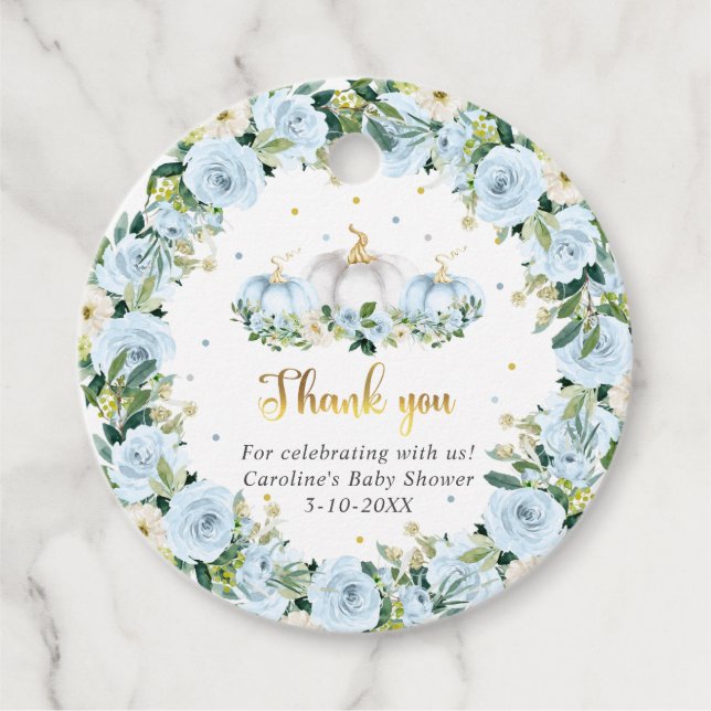 Pumpkin Baby Shower Boy Fall Pumpkin Gift Gåvor Etiketter (Framsida)