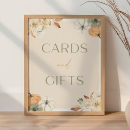 Pumpkin Baby Shower Card och Gifts Sign Poster