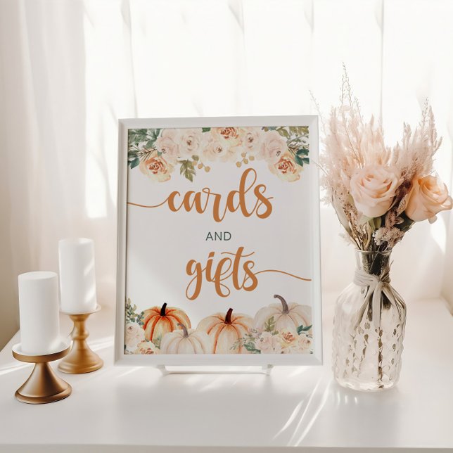 Pumpkin Baby Shower Card och Gifts Sign Poster (Skapare uppladdad)