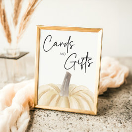 Pumpkin Baby Shower Card och Gifts Sign Poster