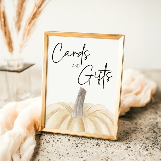Pumpkin Baby Shower Card och Gifts Sign Poster (Skapare uppladdad)