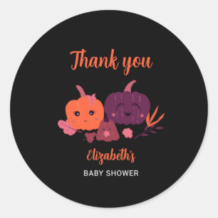 Pumpkin Baby Shower Cute Black Halloween Runt Klistermärke