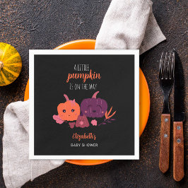 Pumpkin Baby Shower Cute Black Lila Modern Pappersservett