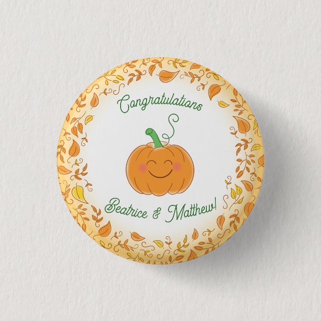 Pumpkin Baby Shower Cute Fall Knapp (Framsida)