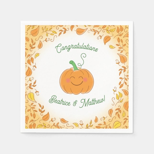 Pumpkin Baby Shower Cute Fall Pappersservett (Framsidan)