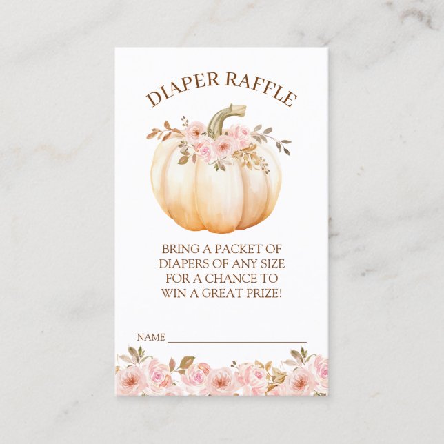 Pumpkin Baby Shower Diaper Raffle biljett Infoga (Framsida)