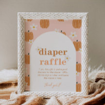 Pumpkin Baby Shower Diaper Raffle Sign