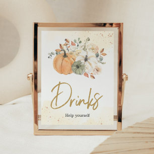 Pumpkin Baby Shower Drinerna för höstens Blommigt Poster