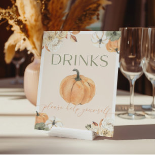 Pumpkin Baby Shower Drinks Sign Poster
