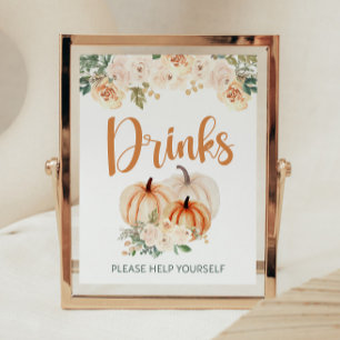 Pumpkin Baby Shower Drinks Sign Poster