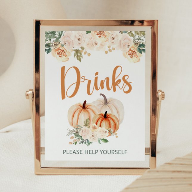 Pumpkin Baby Shower Drinks Sign Poster (Skapare uppladdad)