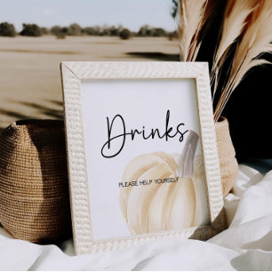 Pumpkin Baby Shower Drinks Sign Poster