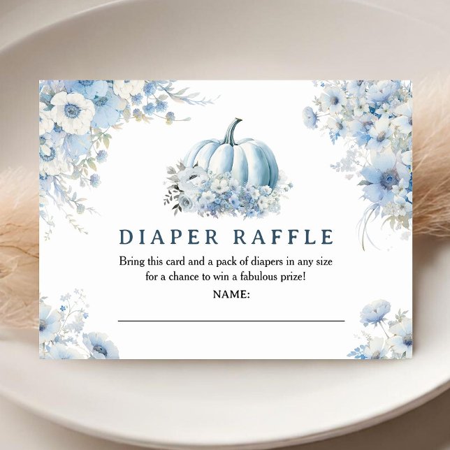 Pumpkin Baby Shower Dusty Blue Fall Diaper Raffle Tilläggskort (Skapare uppladdad)