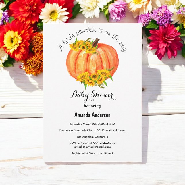 Pumpkin Baby Shower Fall Orange Cute Inbjudningar (Skapare uppladdad)