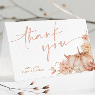 Pumpkin Baby Shower Fall Rosa Blommigt Tack Kort