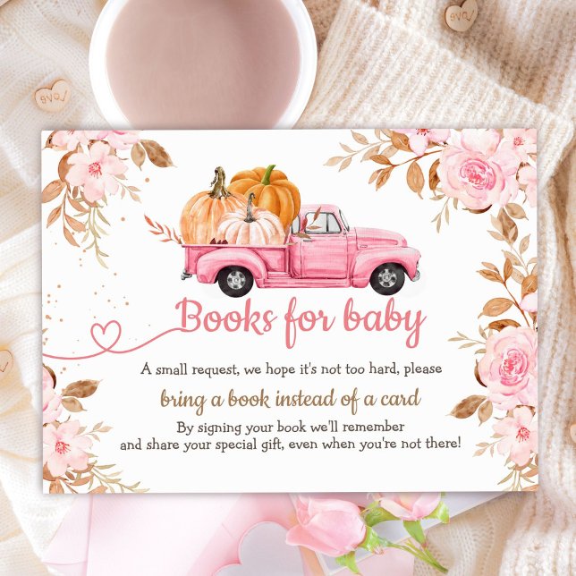 Pumpkin Baby Shower Fall Rosa Lastbil Bokar för Ba Tilläggskort (Skapare uppladdad)